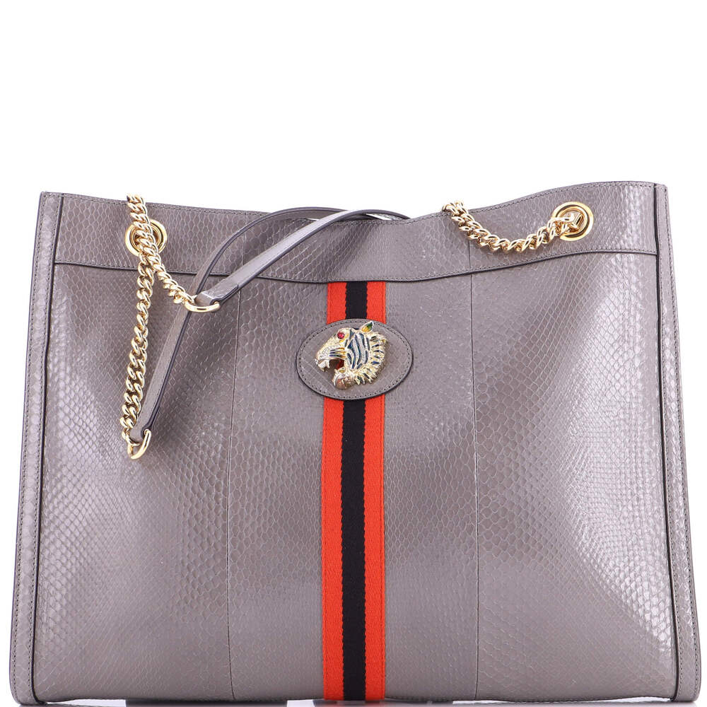 Gucci Rajah Chain Tote Snakeskin Large #217975G20B - Picture 1 of 9
